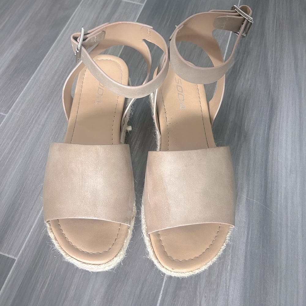 Soda Tan Espadrilles with Ankle Strap